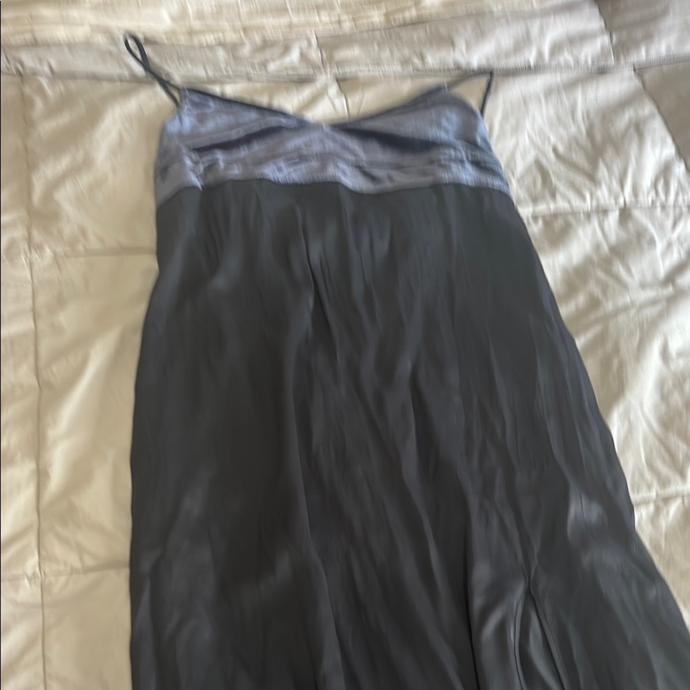 Leith Gray Prom Dress with Spaghetti Straps